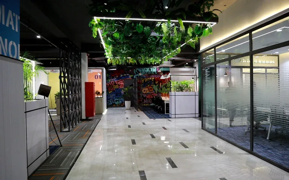 Main corridor and meeting rooms at Innovista Rawal